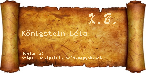Königstein Béla névjegykártya